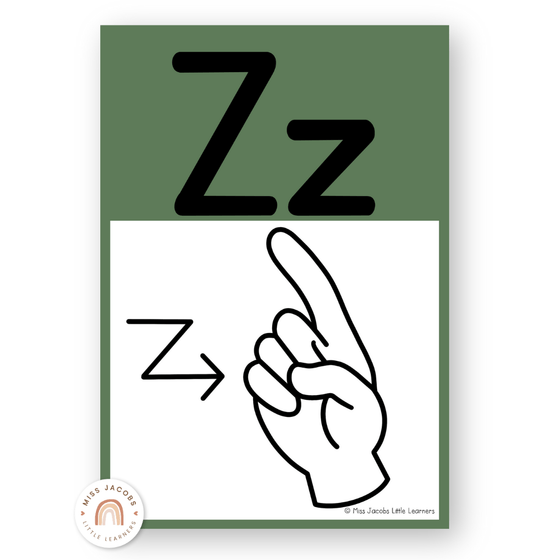ASL Alphabet Posters (American Sign Language) - Modern Botanical - Miss Jacobs Little Learners