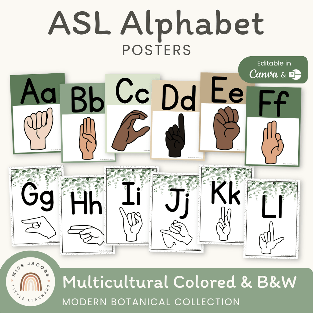 Asl Sign Language Classroom Alphabet Poster Sign Language Alphabet