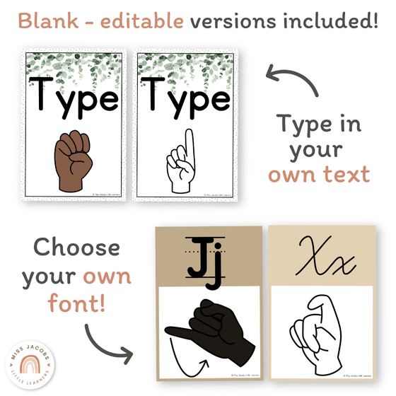 ASL Alphabet Posters (American Sign Language) - Modern Botanical - Miss Jacobs Little Learners