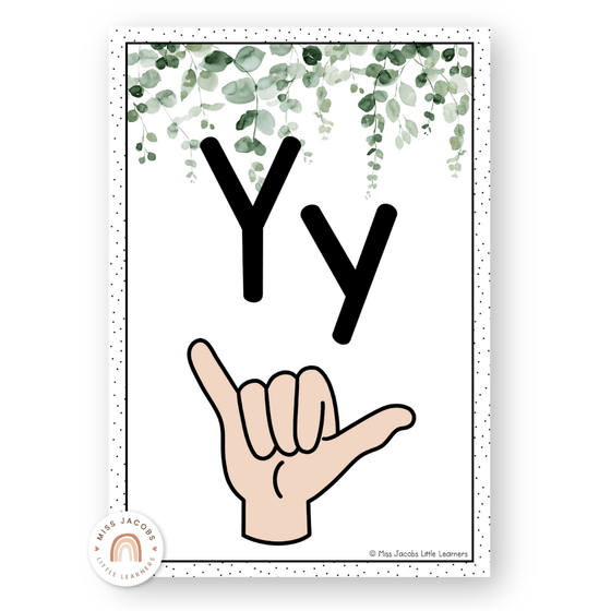 ASL Alphabet Posters (American Sign Language) - Modern Botanical - Miss Jacobs Little Learners