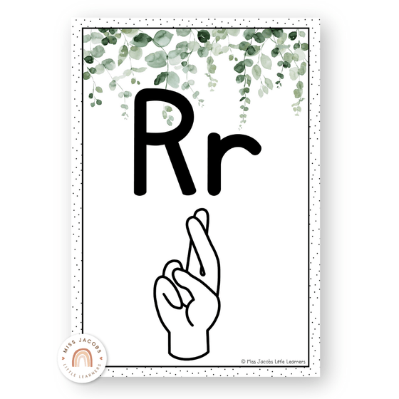 ASL Alphabet Posters (American Sign Language) - Modern Botanical - Miss Jacobs Little Learners