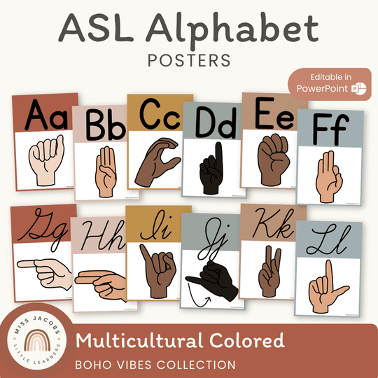 ASL (American Sign Language) Alphabet Posters | DESERT NEUTRALS