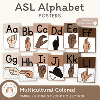 ASL (American Sign Language) Alphabet Posters | NEUTRALS | Ombre Neutr ...