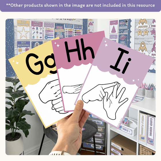 Auslan Alphabet Posters: Australian Sign Language - Dreamy Space Classroom Decor - Miss Jacobs Little Learners