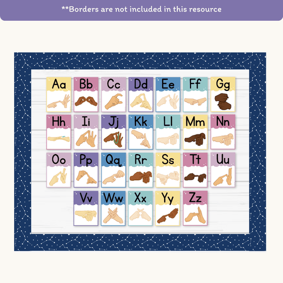 Auslan Alphabet Posters: Australian Sign Language - Dreamy Space Classroom Decor - Miss Jacobs Little Learners