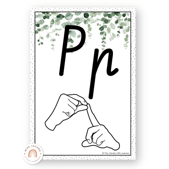 Auslan Alphabet Posters (Australian Sign Language) - Modern Botanical - Miss Jacobs Little Learners