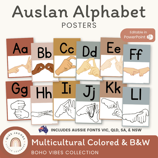 Auslan Alphabet Posters | DESERT NEUTRALS | Boho Vibes | Australian Sign Language