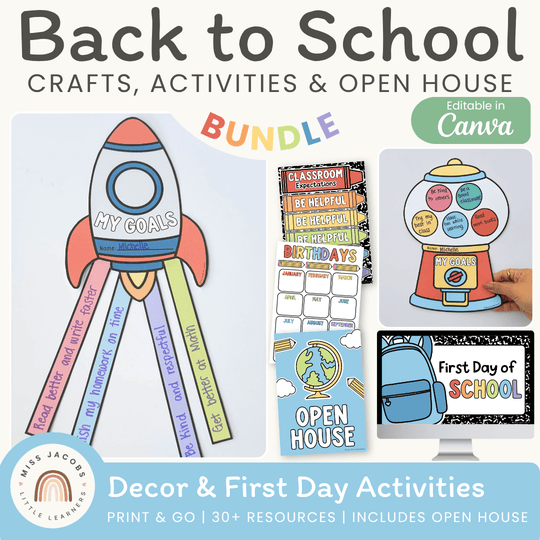 Back to School Classroom Decor & First Day Activities Bundle