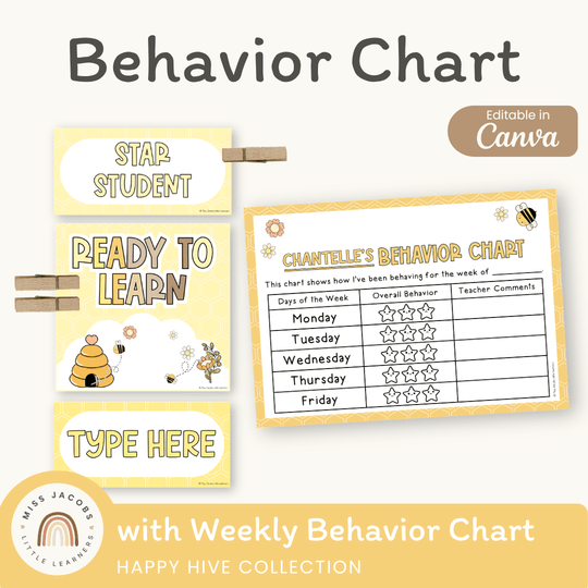 Behavior Chart, Tracker & Reward System - Happy Hive Classroom Decor