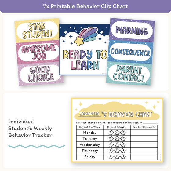 Behavior Clip Chart - Dreamy Space Classroom Decor - Miss Jacobs Little Learners