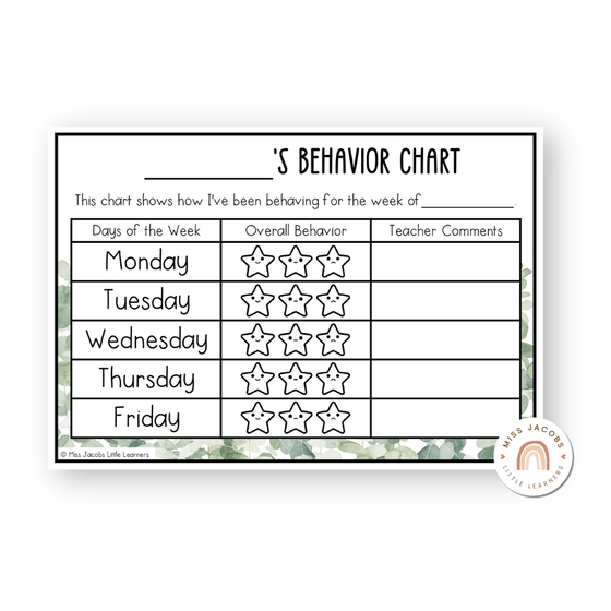 Behavior Clip Chart - Modern Botanical Classroom Decor - Miss Jacobs Little Learners