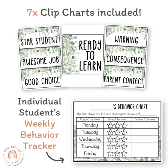 Behavior Clip Chart - Modern Botanical Classroom Decor - Miss Jacobs Little Learners