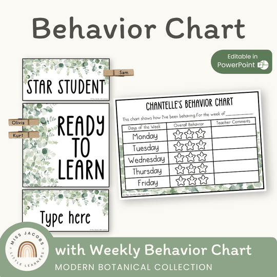 Behavior Clip Chart - Modern Botanical Classroom Decor