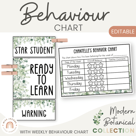 Behavior Clip Chart - Modern Botanical Classroom Decor