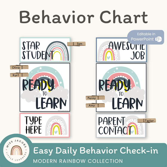 Behavior Clip Chart - Rainbow Calm Colors Decor - Miss Jacobs Little Learners