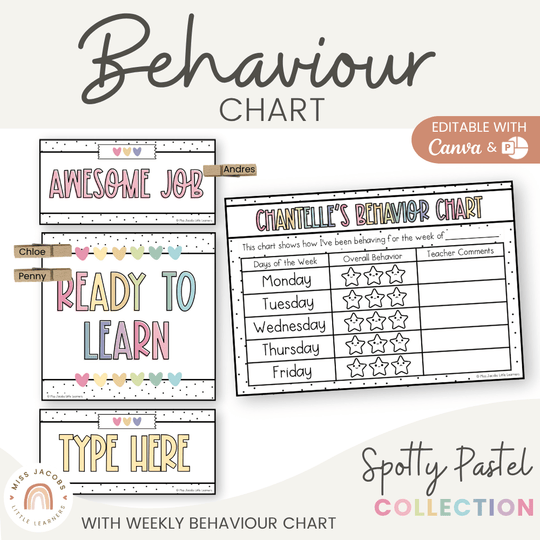 Behavior Clip Chart - Spotty Pastel Classroom Decor