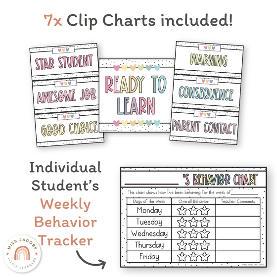 Behavior Clip Chart - Spotty Pastel Classroom Decor - Miss Jacobs Little Learners