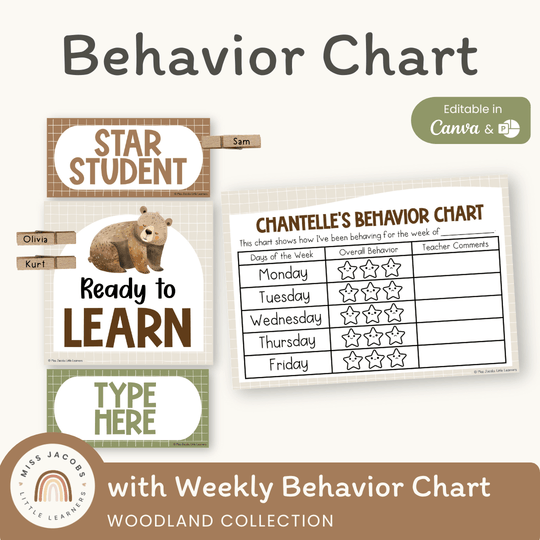 Behavior Clip Chart - Woodland Theme Classroom Decor