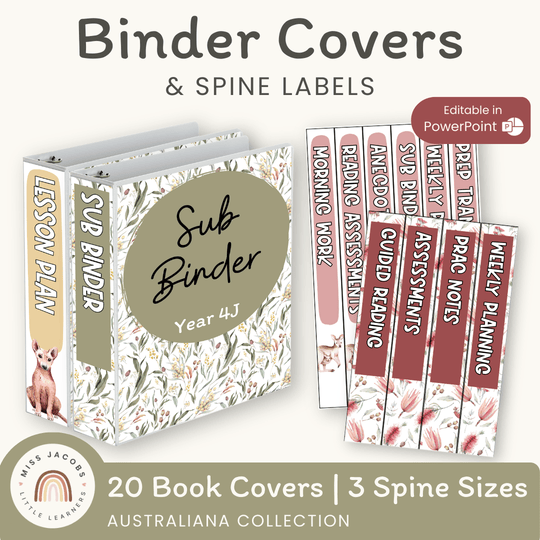 Binder Covers and Spine Labels - Australiana Decor