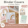 Binder Covers and Spine Labels - Boho Rainbow Neutrals Decor - Miss Jacobs Little Learners