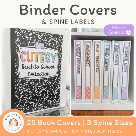 Binder Covers and Spine Labels - Cutesy Classroom Decor - Miss Jacobs Little Learners