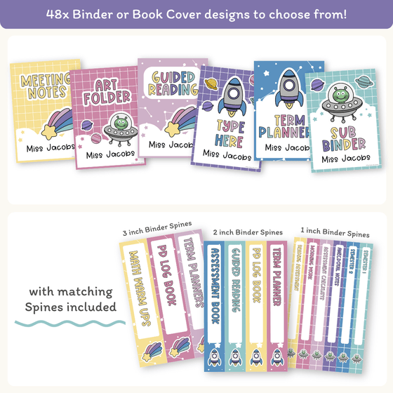 Binder Covers and Spine Labels - Dreamy Space Theme Classroom Decor - Miss Jacobs Little Learners