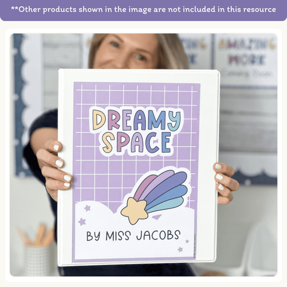 Binder Covers and Spine Labels - Dreamy Space Theme Classroom Decor - Miss Jacobs Little Learners