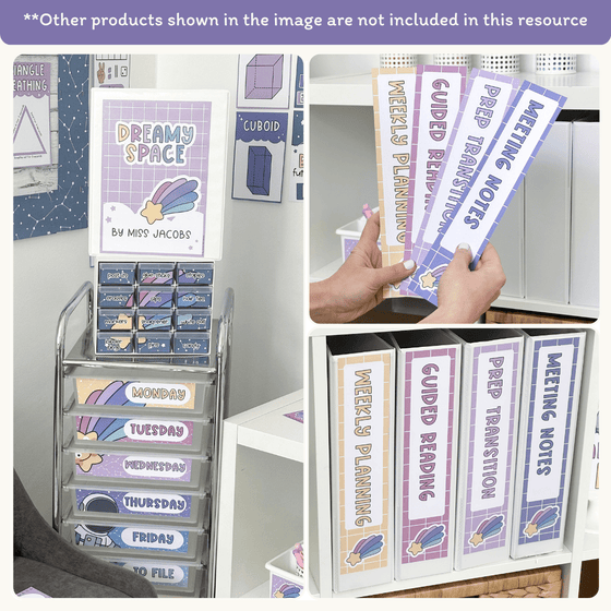Binder Covers and Spine Labels - Dreamy Space Theme Classroom Decor - Miss Jacobs Little Learners