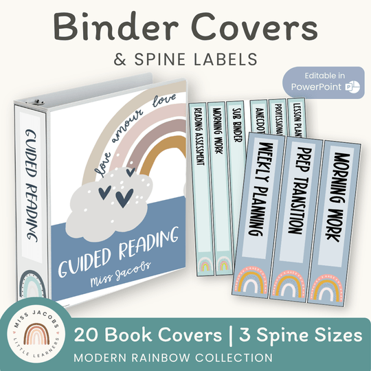 Binder Covers and Spine Labels - Modern Rainbow Classroom Decor