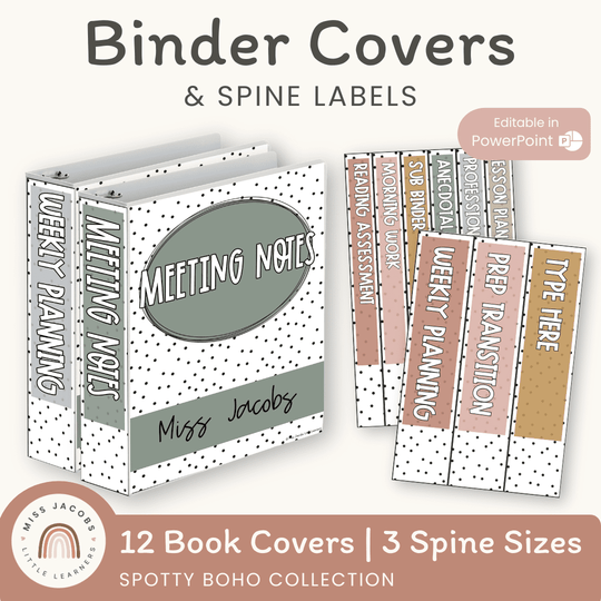 Binder Covers and Spine Labels - Spotty Boho Classroom Decor