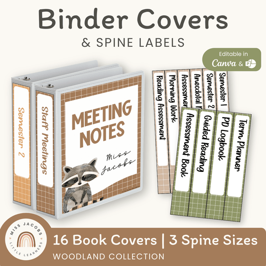 Binder Covers and Spine Labels - Woodland Theme Classroom Decor