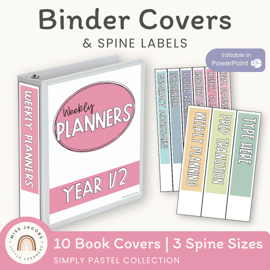 Binder Covers and Spines | PASTELS | Editable