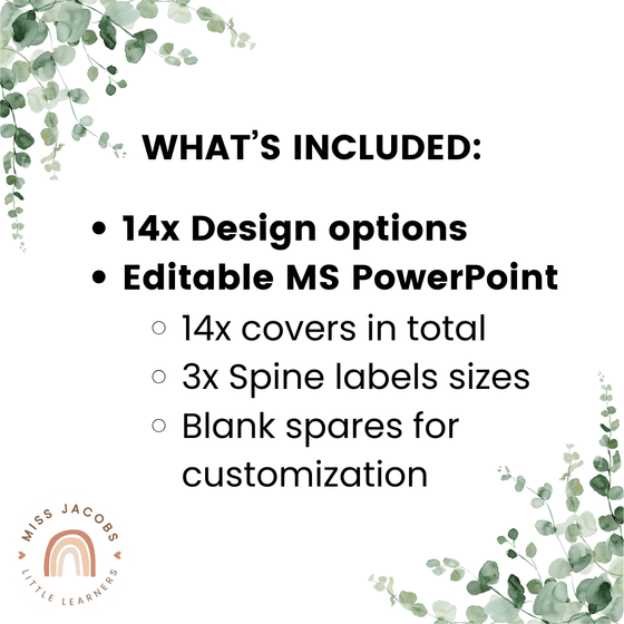 Binder Covers and Spines Template - Modern Botanical Decor - Miss Jacobs Little Learners