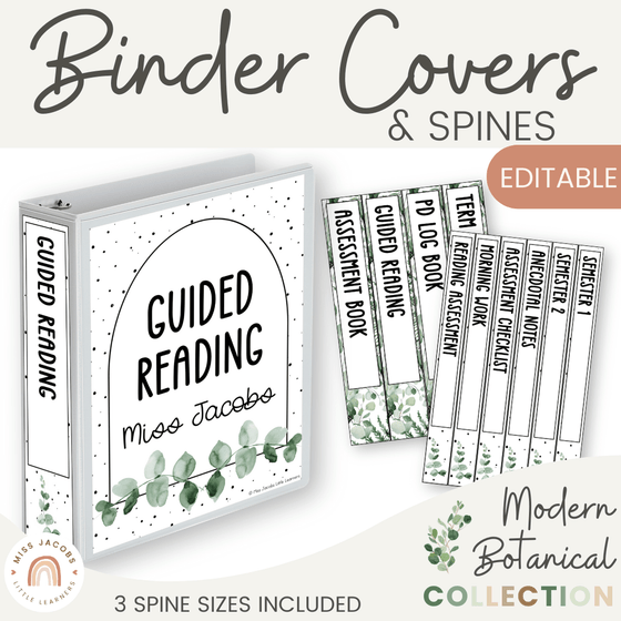 Binder Covers and Spines Template - Modern Botanical Decor - Miss Jacobs Little Learners