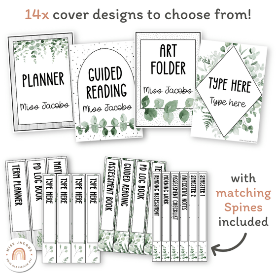 Binder Covers and Spines Template - Modern Botanical Decor - Miss Jacobs Little Learners