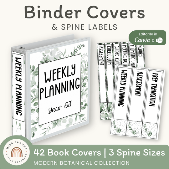 Binder Covers and Spines Template - Modern Botanical Decor