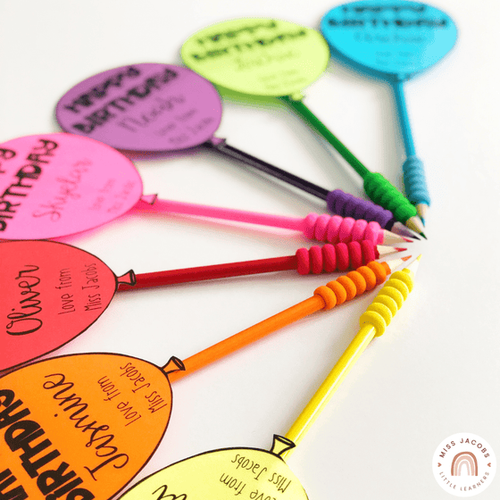 Birthday Balloon Straw Toppers | Birthday Gift Tags for Students | Editable - Miss Jacobs Little Learners