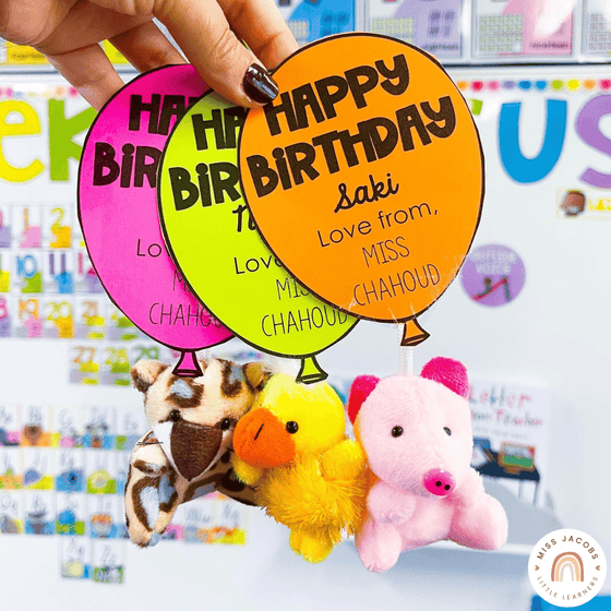 Birthday Balloon Straw Toppers | Birthday Gift Tags for Students | Editable - Miss Jacobs Little Learners