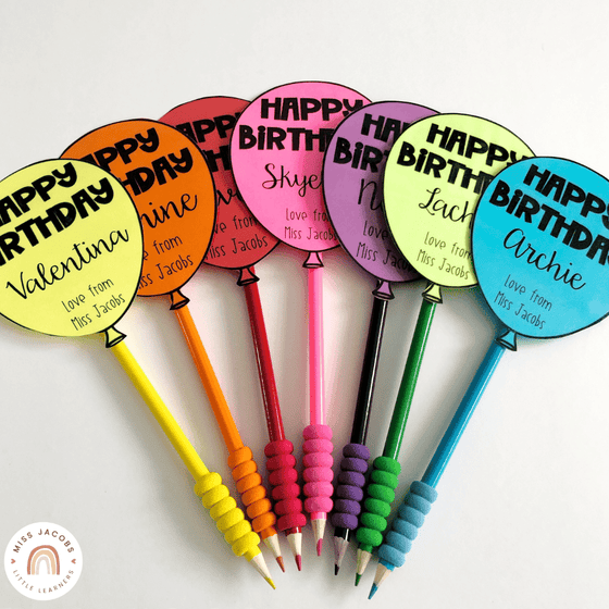 Birthday Balloon Straw Toppers | Birthday Gift Tags for Students | Editable - Miss Jacobs Little Learners