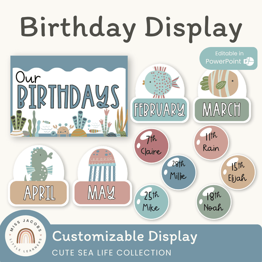 Birthday Display - Cute Sea Life Classroom Decor