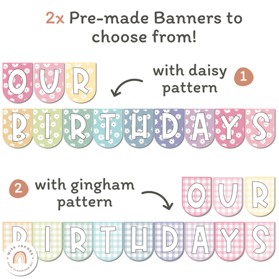 Birthday Display | Daisy Gingham Pastels Classroom Decor | Editable - Miss Jacobs Little Learners