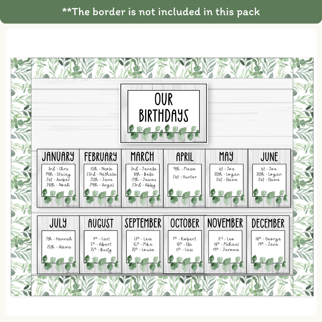 Birthday Display - Modern Botanical Classroom Theme - Miss Jacobs ...