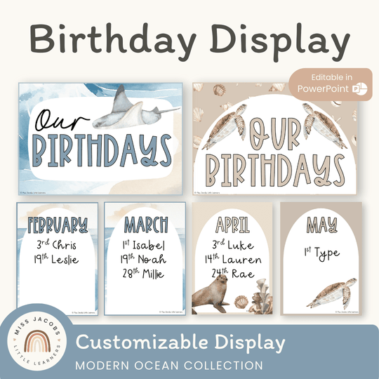 Birthday Display - Modern Ocean Classroom Decor