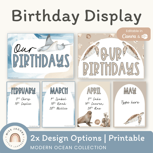 Birthday Display - Modern Ocean Classroom Decor