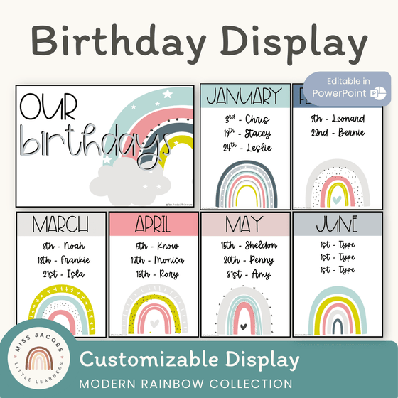 Birthday Display: Modern Rainbow Classroom Decor – Miss Jacobs Little ...