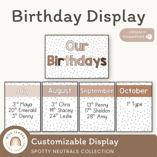 Birthday Display | Spotty Neutrals | Editable