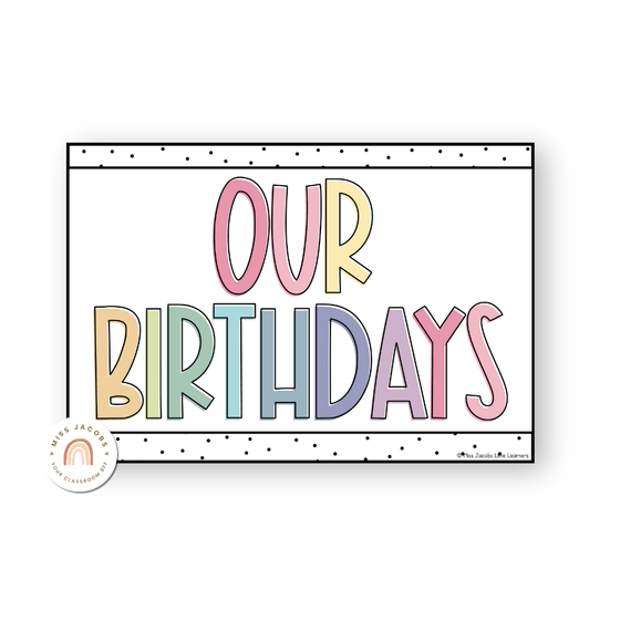 Birthday Display - Spotty Pastel Classroom Decor - Miss Jacobs Little Learners