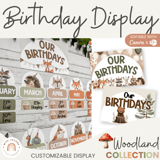 Birthday Display - Woodland Theme Classroom Decor - Miss Jacobs Little Learners