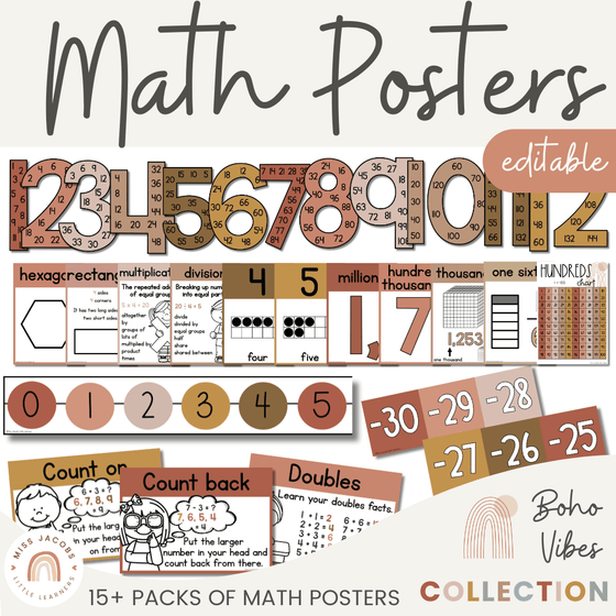 BOHO DESERT NEUTRALS Math Posters Bundle | Boho Color Palette | Neutral Decor - Miss Jacobs Little Learners