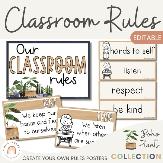 Classroom Rules and Expectations Posters - Boho Plants Decor